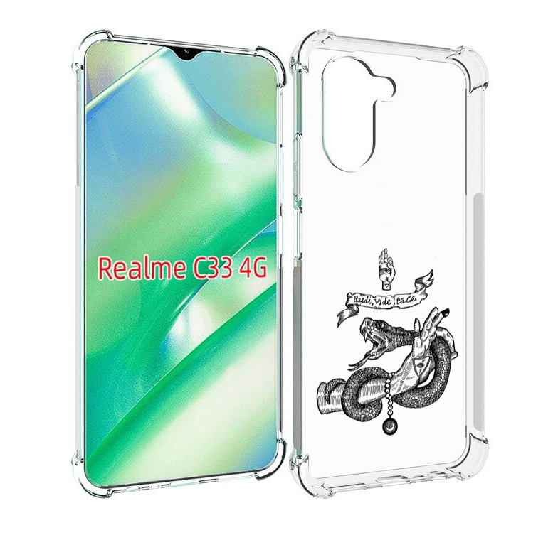 

Чехол MyPads змея на руке рисунок для Realme C33 4G, Прозрачный, Tocco