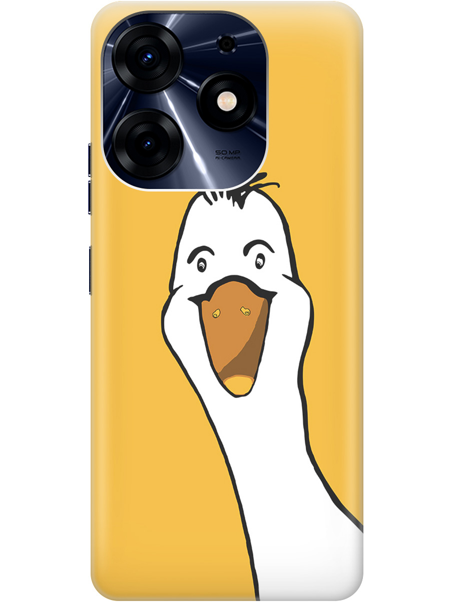 

Силиконовый чехол на Tecno Spark 10 Pro с рисунком "Забавный гусь", Белый;желтый, 20001075