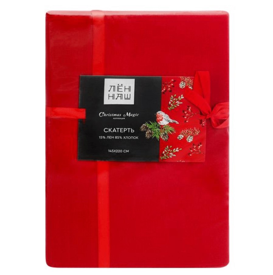 

Скатерть Василиса Christmas Magic 145 x 220 см полулен красная, Красный