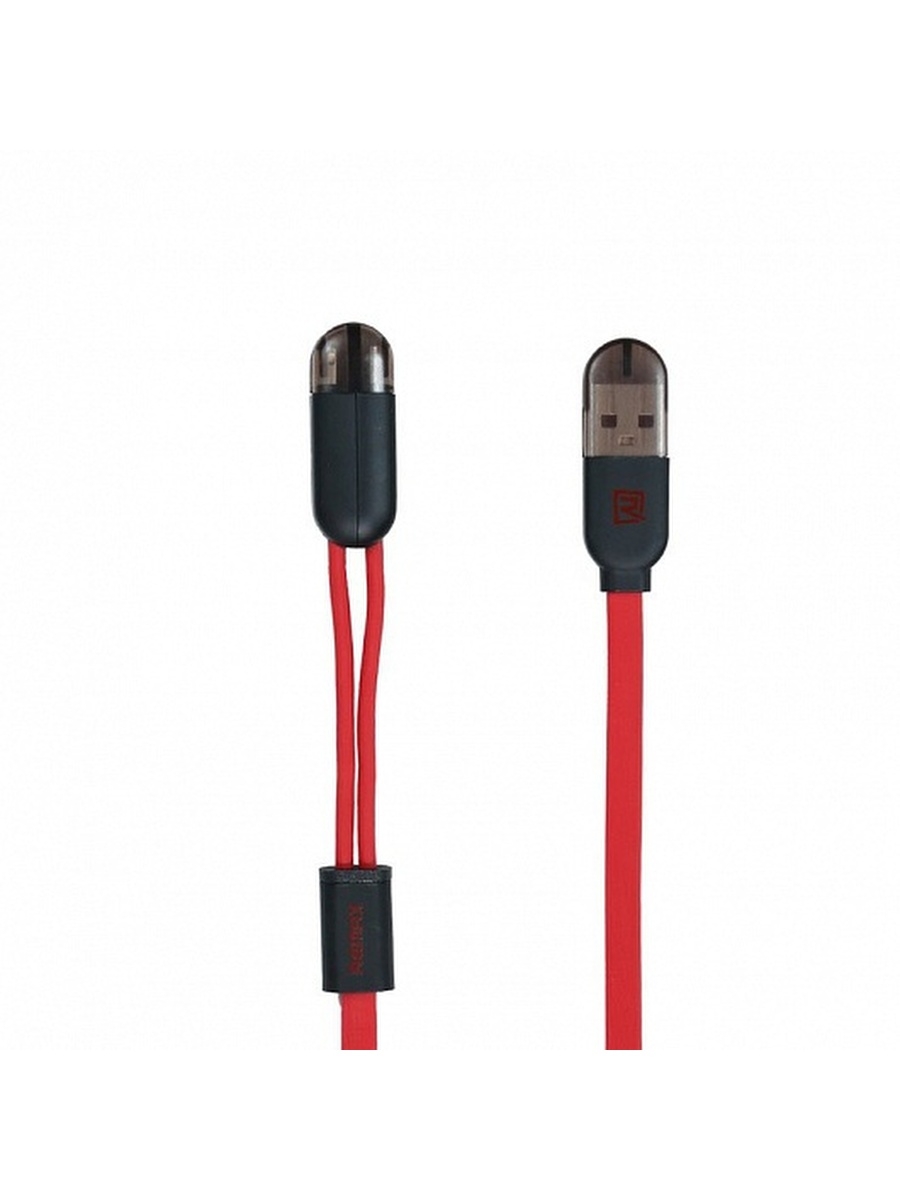 Дата-кабель Remax Twins RC-025t USB - Lightning/Micro USB 2A, 1м Red