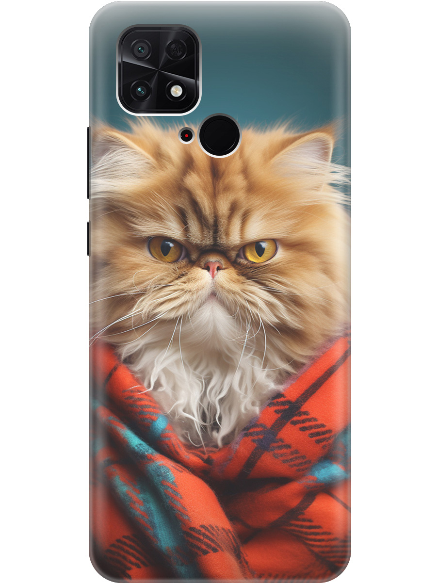 

Силиконовый чехол на Xiaomi Poco C40 с рисунком "Недовольный котик", Красный;синий, 20000994