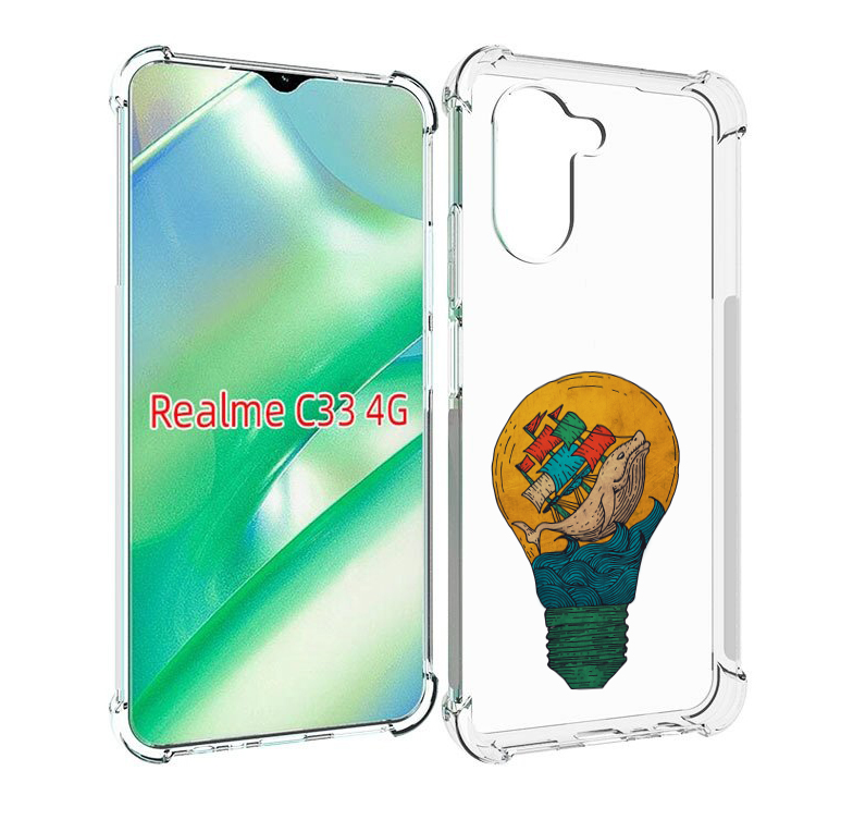 Чехол MyPads кит в лампочке с парусами для Realme C33 4G
