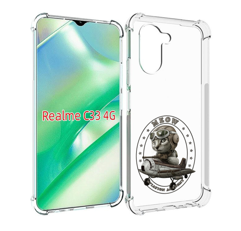 

Чехол MyPads кот в самолете для Realme C33 4G, Прозрачный, Tocco