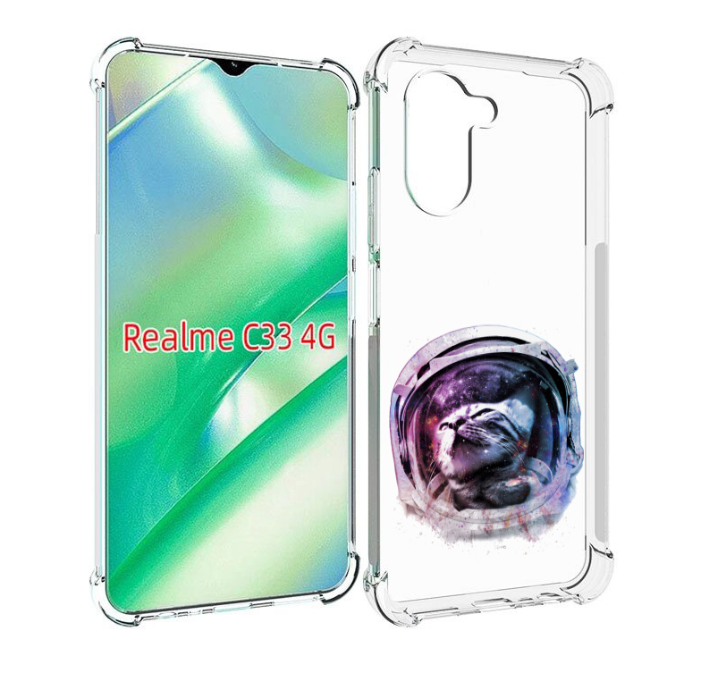 

Чехол MyPads кот в шлеме для Realme C33 4G, Прозрачный, Tocco