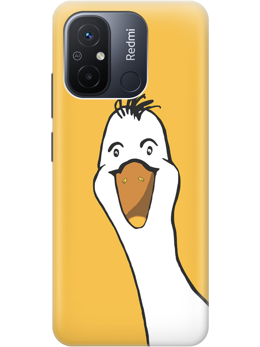 

Силиконовый чехол на Xiaomi Redmi 12C с рисунком "Забавный гусь", Белый;желтый, 20001232