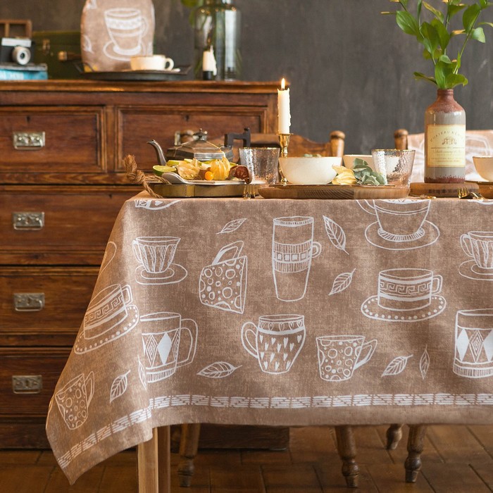 

Скатерть "Доляна" Cup of tea 110х144 см, 100% хлопок, 164 г/м2, Коричневый