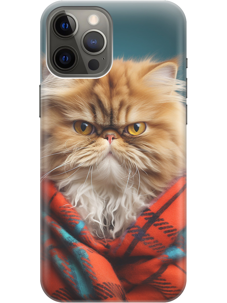 

Силиконовый чехол на Apple iPhone 12 Pro Max с рисунком "Недовольный котик", Красный;синий, 20000398