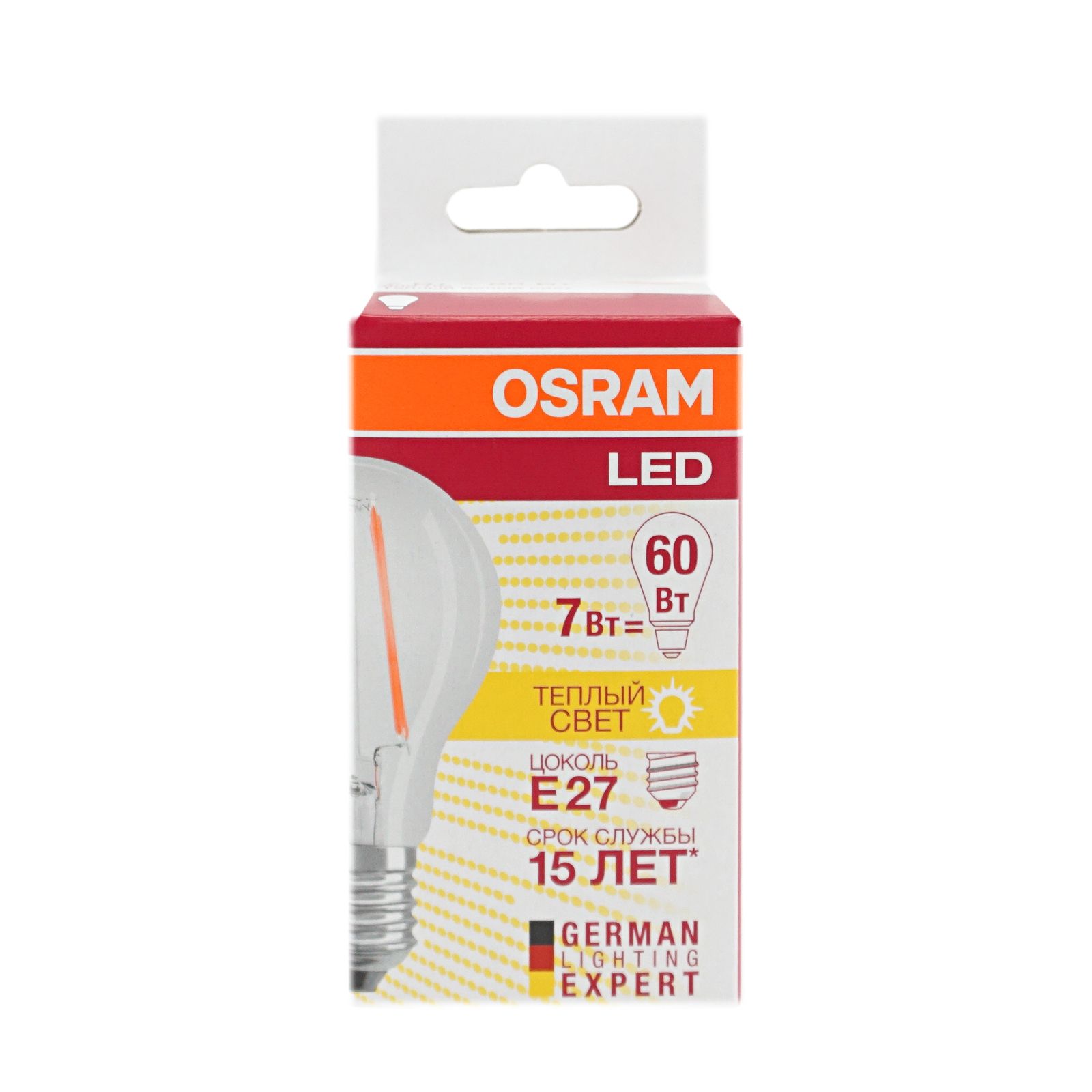 Светодиодная лампа Osram LED FIL 7W E27 теплый груша