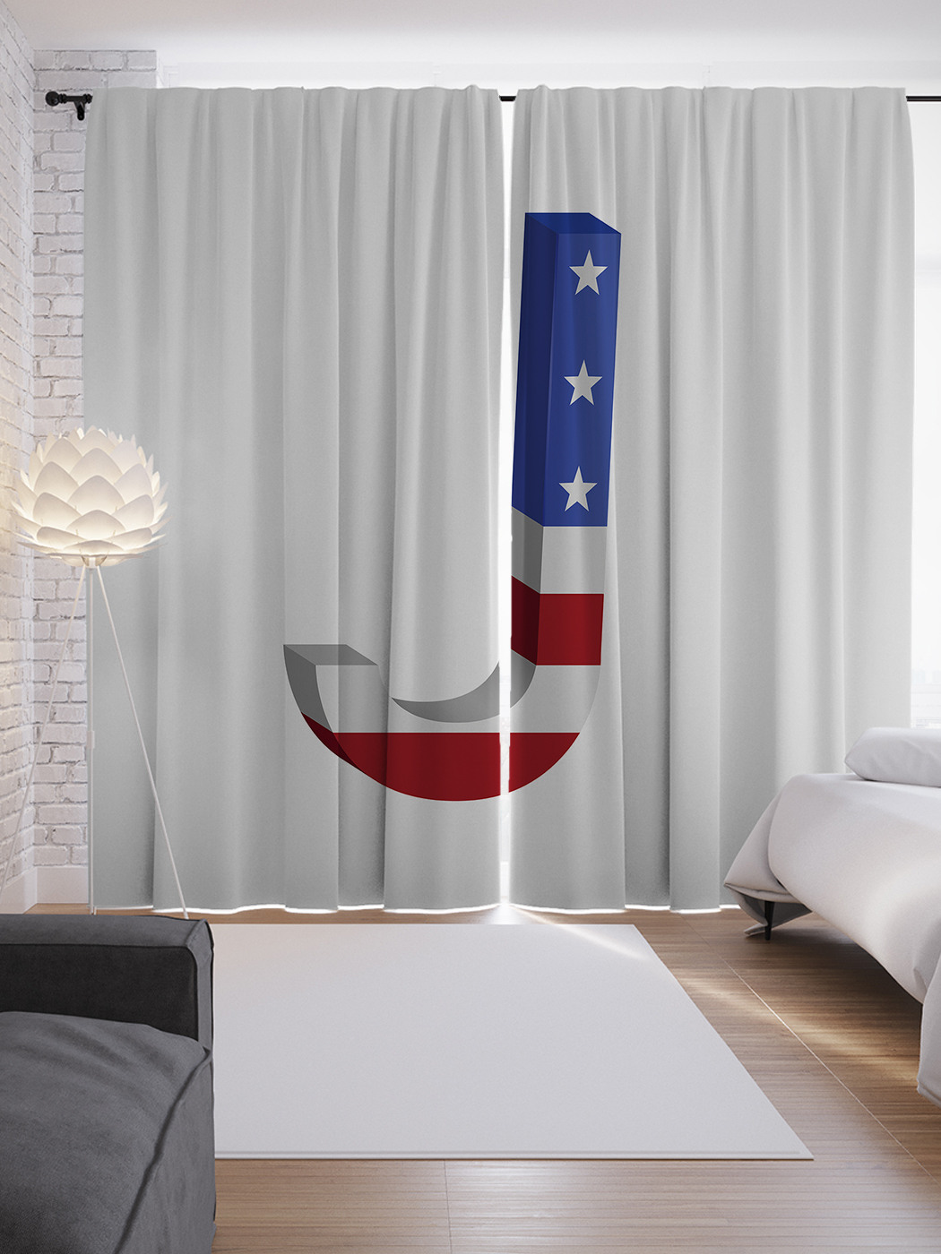 

Шторы JoyArty с фотопечатью "Американская j" из сатена, 290х265 см, Американская j