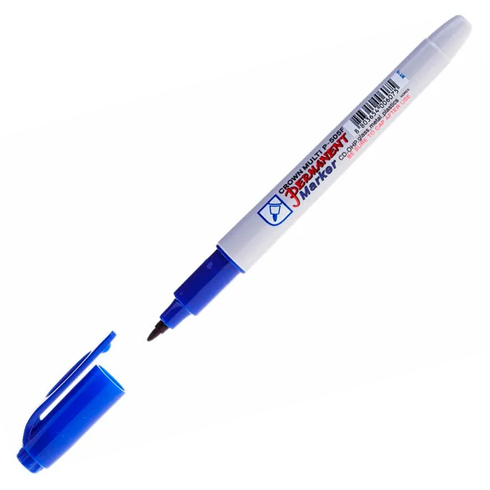 

Маркер перманентный Crown "Multi Marker Super Slim" синий, пулевидный, 1мм P-505F