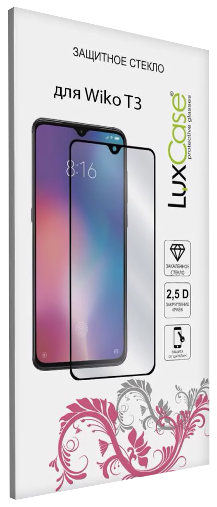 

Защитное стекло Luxcase Glass для Wiko T3 черная рамка