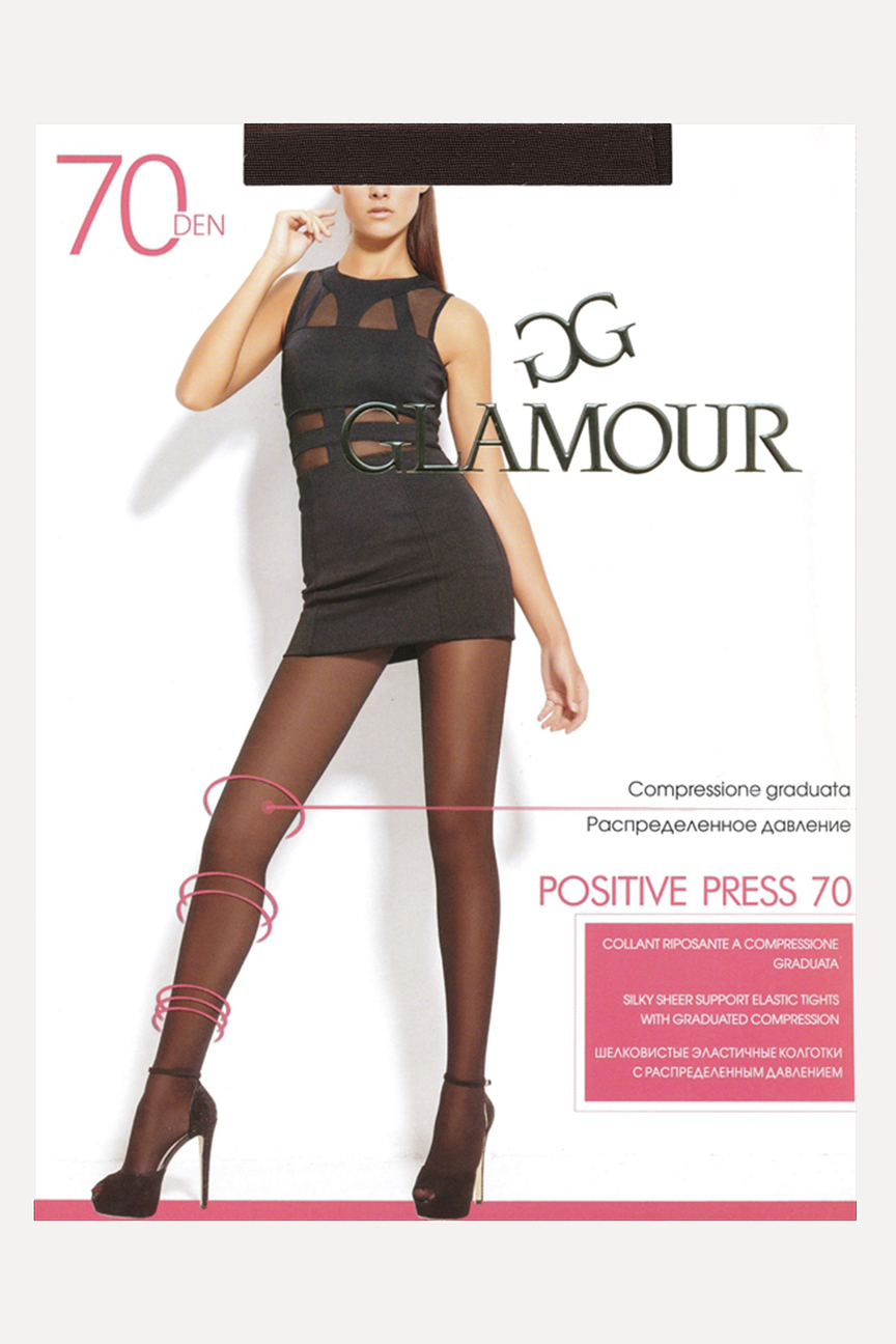 

Колготки женские Glamour Positive Press 70 черные 4, Черный, Positive Press 70