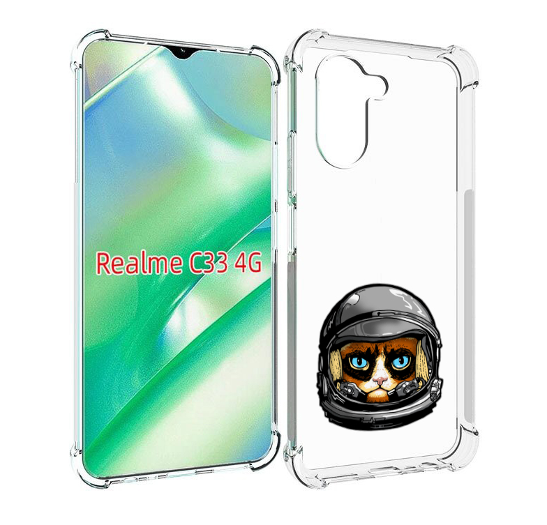 

Чехол MyPads кот космонавт для Realme C33 4G, Прозрачный, Tocco