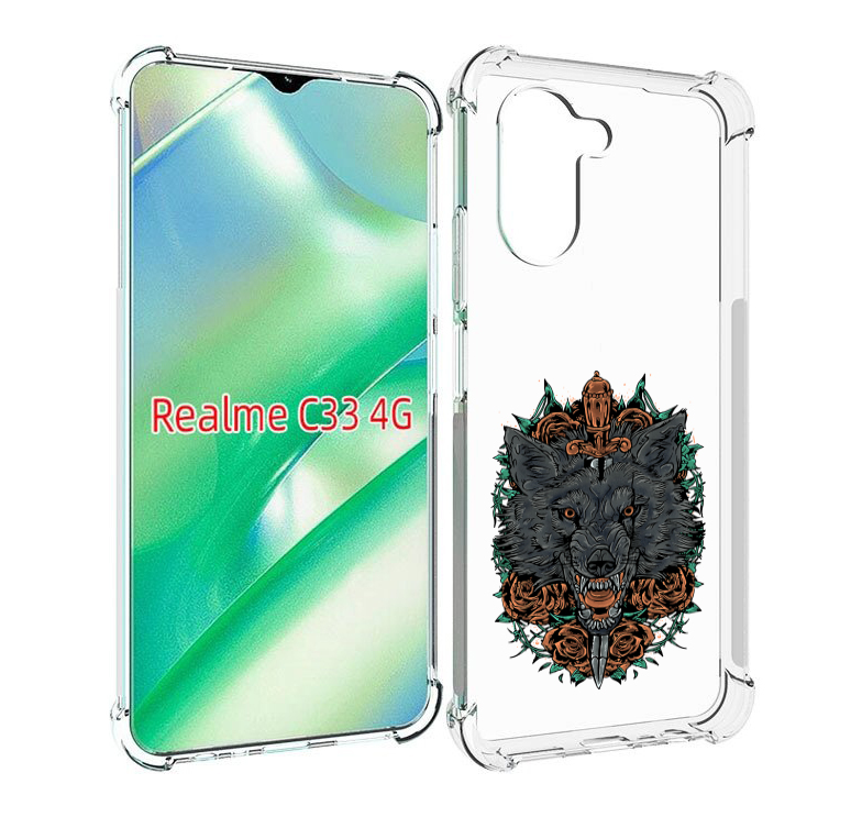 

Чехол MyPads красивый злой волк для Realme C33 4G, Прозрачный, Tocco