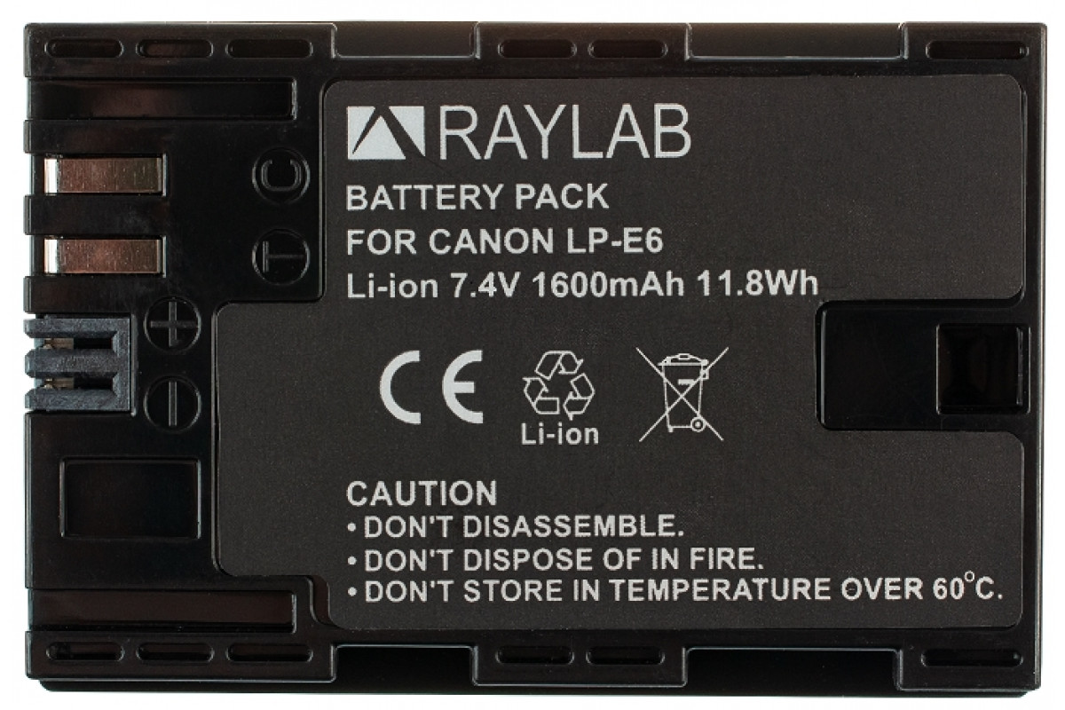 фото Аккумулятор raylab rl-lpe6 1600мач (для eos 6d 60d, 70d, 80d, 7d, 5d mark ii, mark iii)