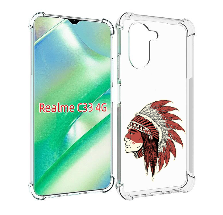 

Чехол MyPads красный индеец для Realme C33 4G, Прозрачный, Tocco