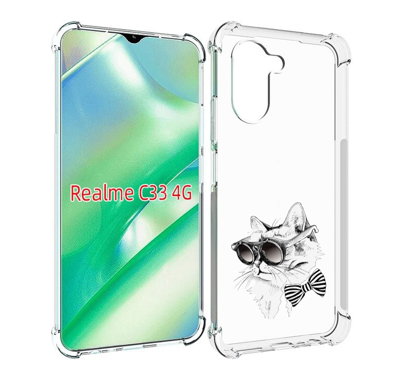 Чехол MyPads крутая кошка в очках для Realme C33 4G