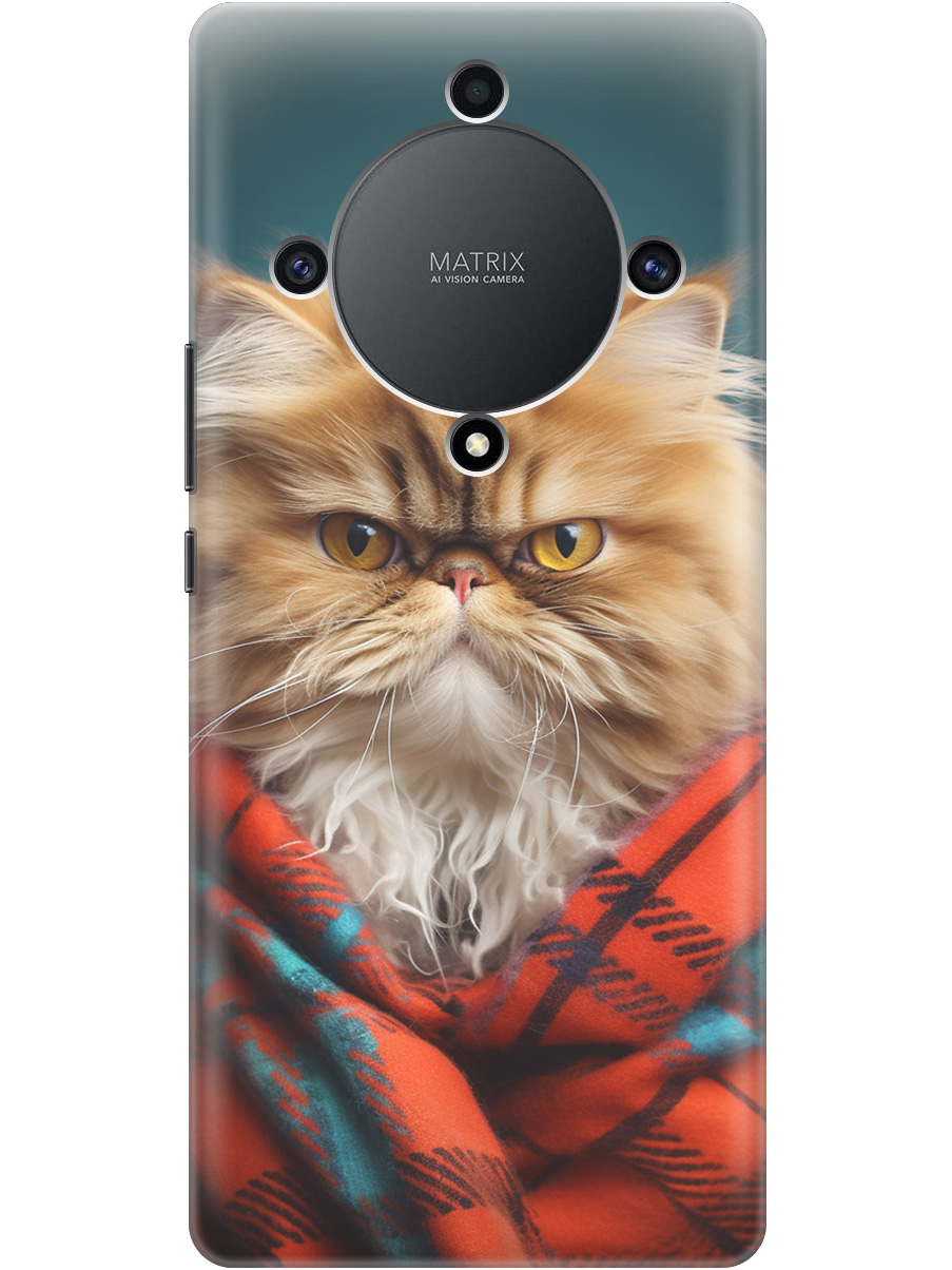 

Силиконовый чехол на Honor X9a / Magic5 Lite с рисунком "Недовольный котик", Красный;синий, 20000555