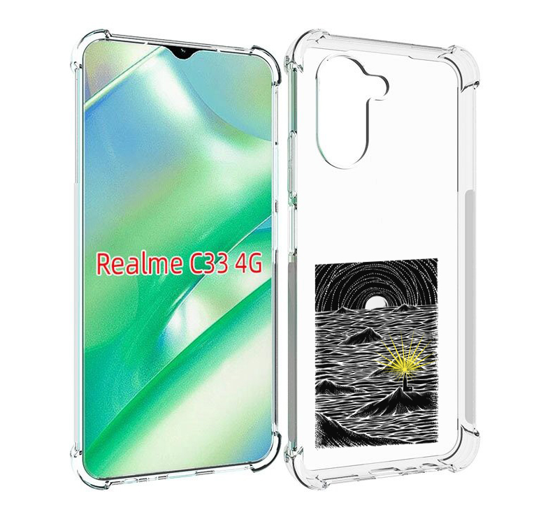 

Чехол MyPads маяк в черно белом море для Realme C33 4G, Прозрачный, Tocco