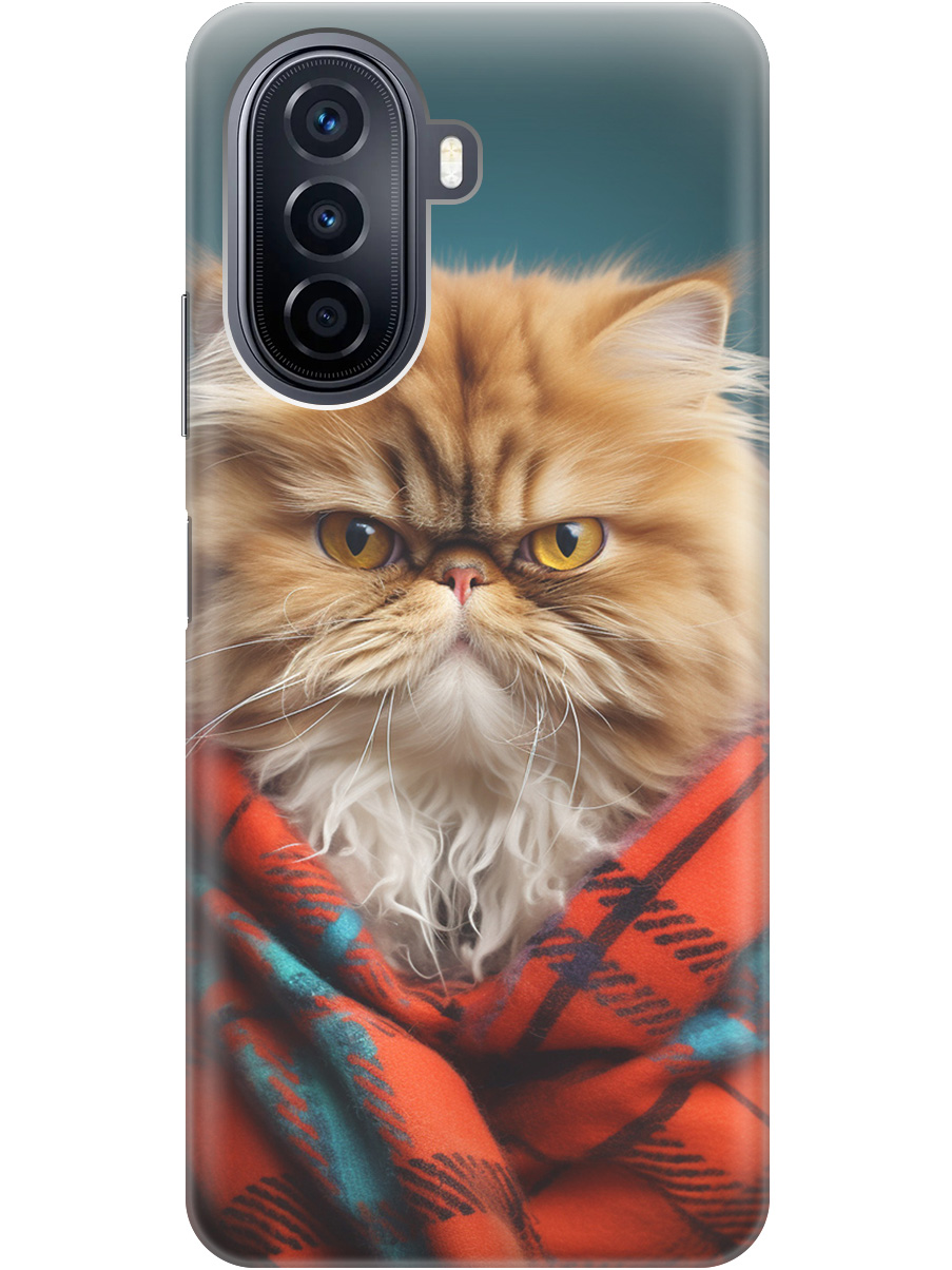 

Силиконовый чехол на Huawei nova Y70 с рисунком "Недовольный котик", Красный;синий, 20000923