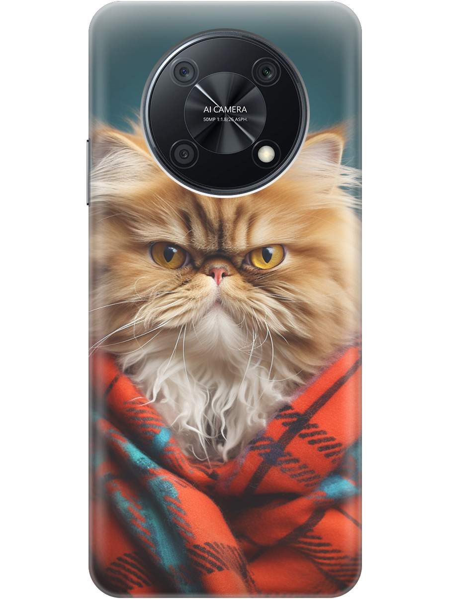 

Силиконовый чехол на Huawei nova Y90 с рисунком "Недовольный котик", Красный;синий, 20000551