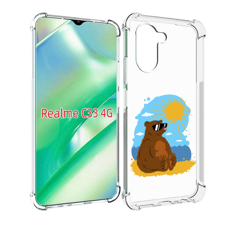 

Чехол MyPads медведь на чиле для Realme C33 4G, Прозрачный, Tocco