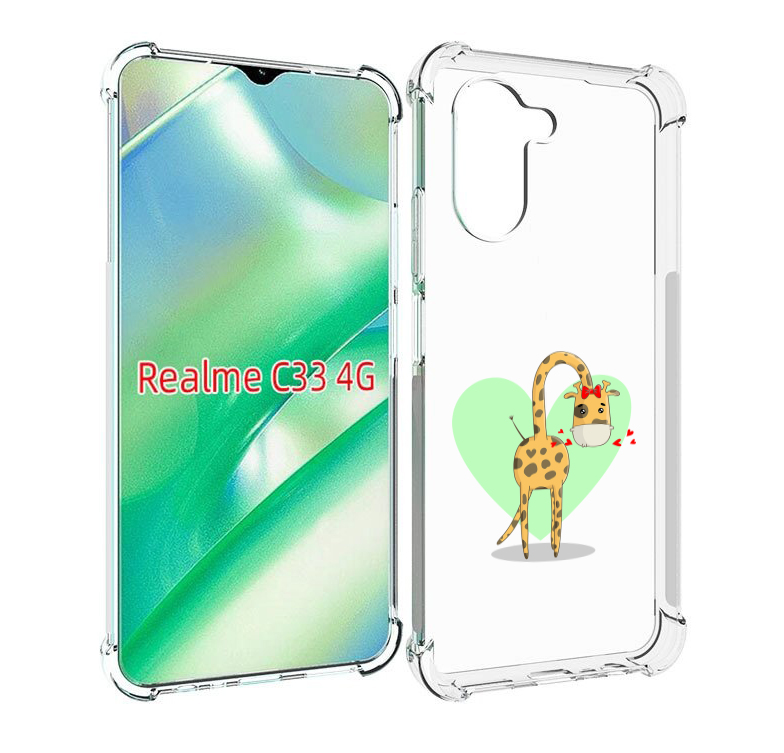 

Чехол MyPads Влюбленный жираф 14 февраля для Realme C33 4G, Прозрачный, Tocco