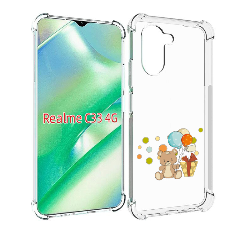 

Чехол MyPads медвеженок с подарком для Realme C33 4G, Прозрачный, Tocco