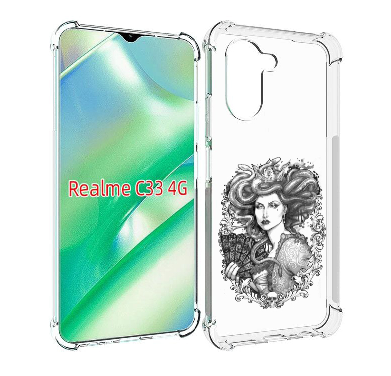 

Чехол MyPads медуза черно белый для Realme C33 4G, Прозрачный, Tocco
