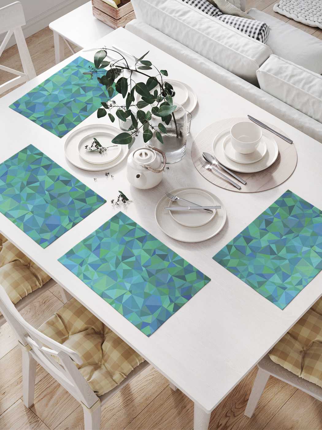 

Комплект салфеток JoyArty "Геометрический орнамент" для сервировки стола (32х46 см, 4 шт.), Голубой