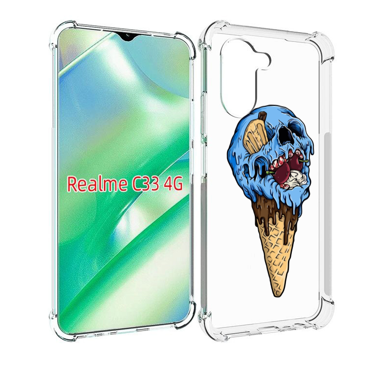 

Чехол MyPads мороженное череп для Realme C33 4G, Прозрачный, Tocco