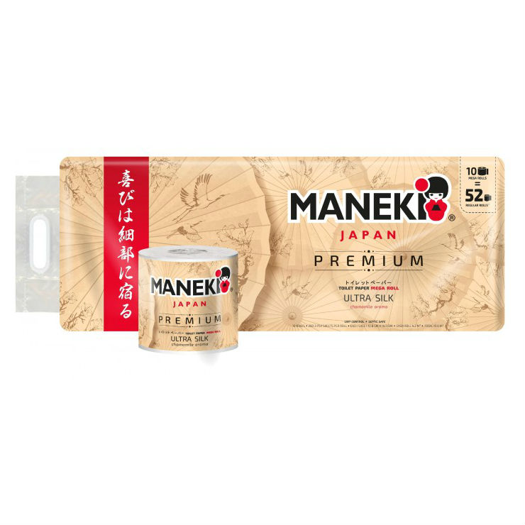 Купить Бумага туалетная Maneki Kabi Premium гладкая белая с ароматом ромашки 3 слоя 10 рул