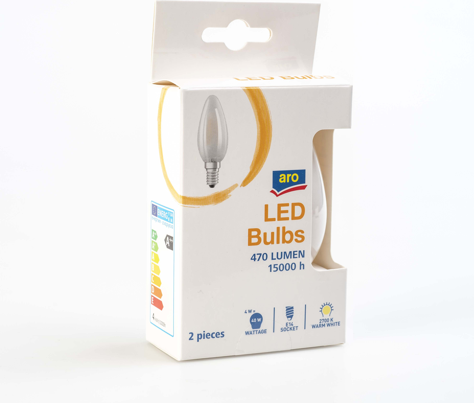 

Лампа светодиодная Aro Bulbs 4W E14 свеча теплый белый 2 шт