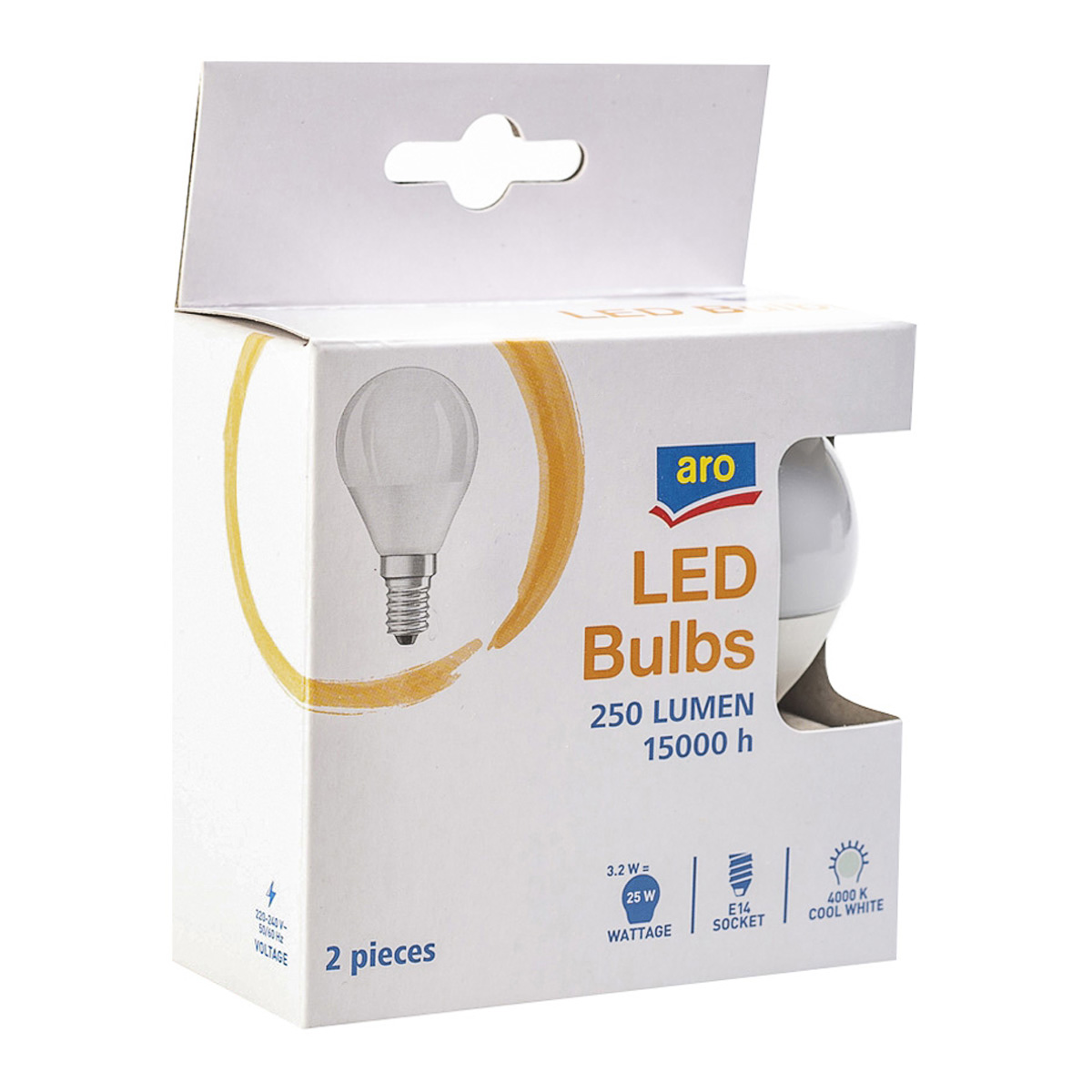 фото Лампа светодиодная aro bulbs 3,2w e14 шар холодный белый 2 шт