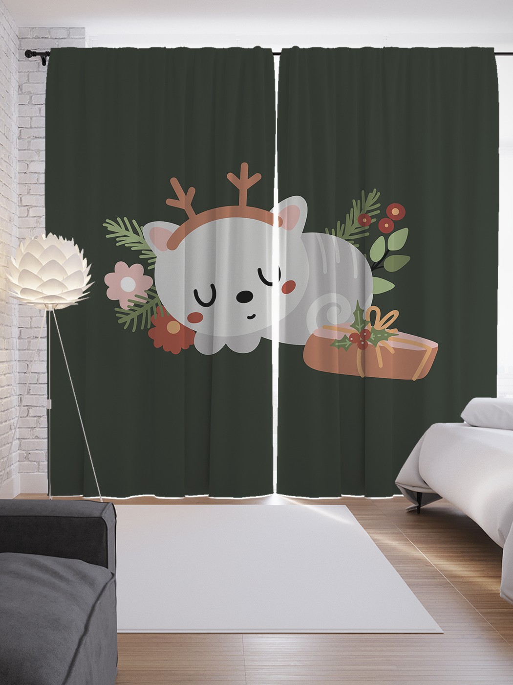 

Шторы JoyArty с фотопечатью "Котик с рожками" из сатена, 290х265 см, Котик с рожками
