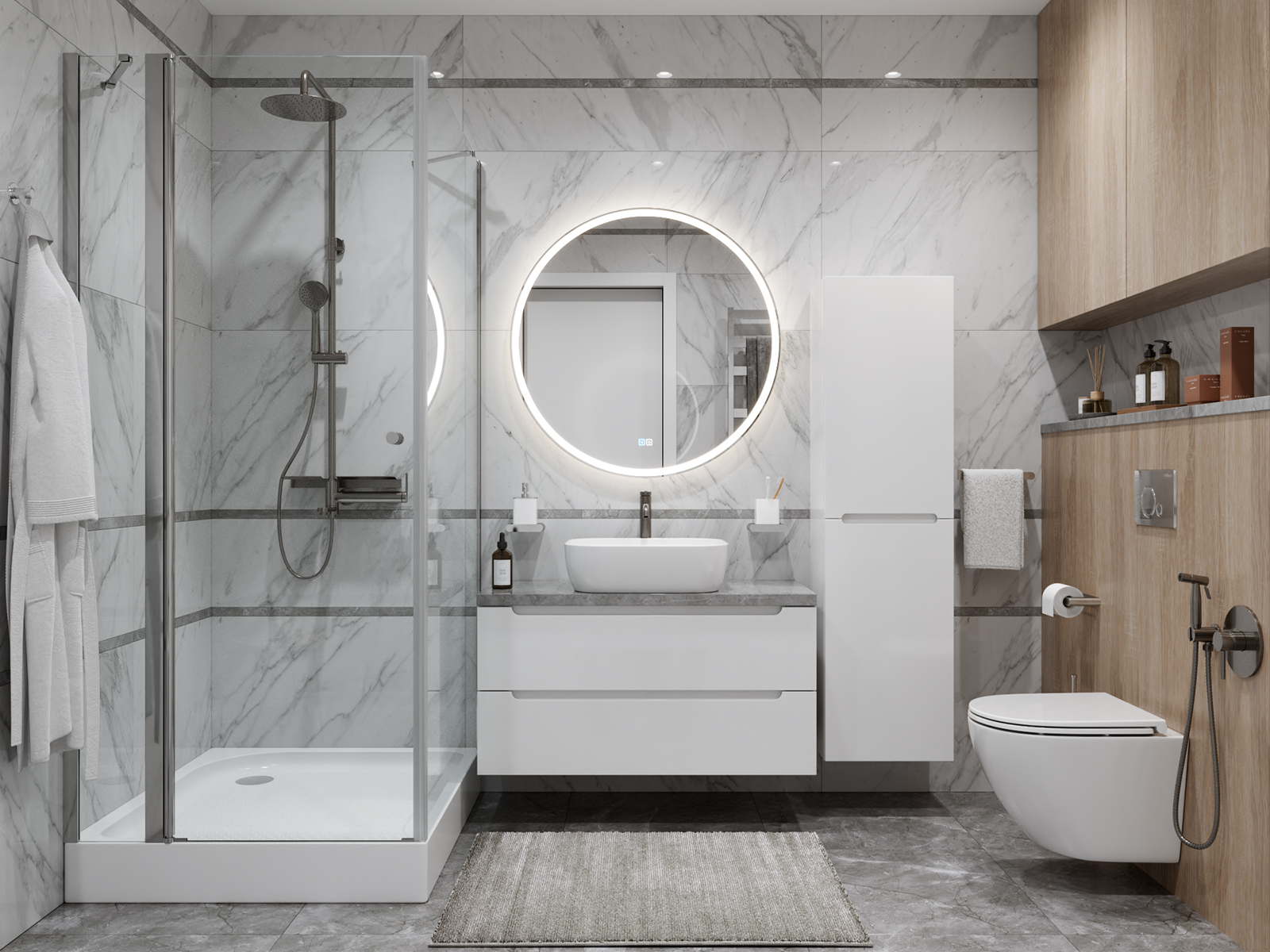 

Тумба с раковиной BelBagno Etna ETNA100BL-KEPMGL-1302-SET со столешницей, Белый, 100