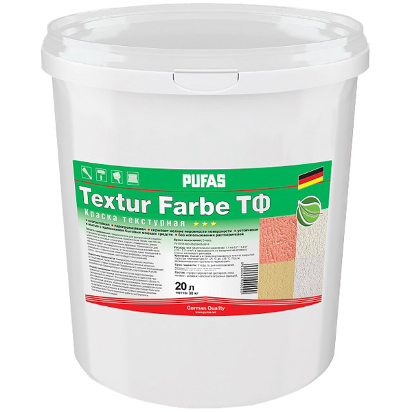 

PUFAS Textur Farbe Короед Шагрень Шуба 1,0 штукатурка декоративная (17л=30кг), Белый