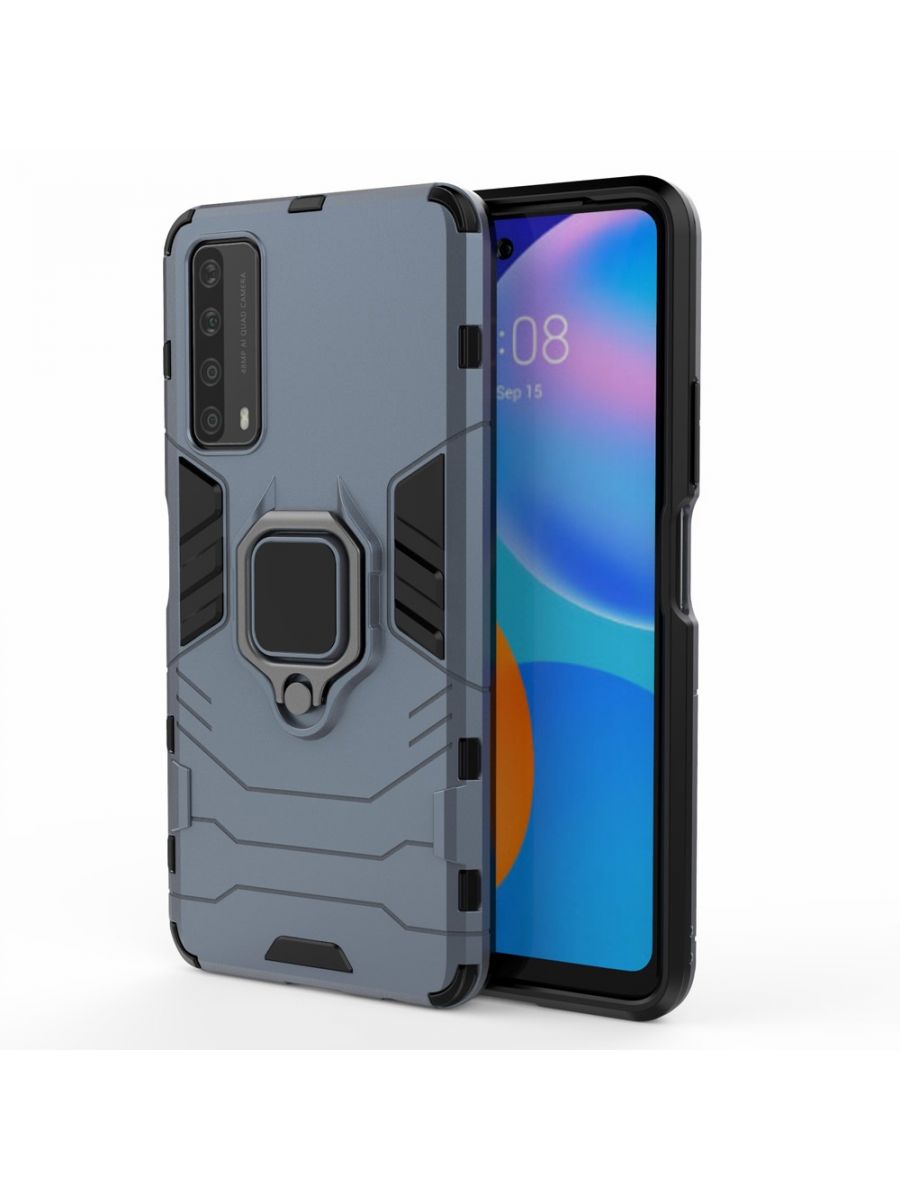 

Brodef Ring Противоударный чехол с кольцом для Huawei P smart 2021 синий