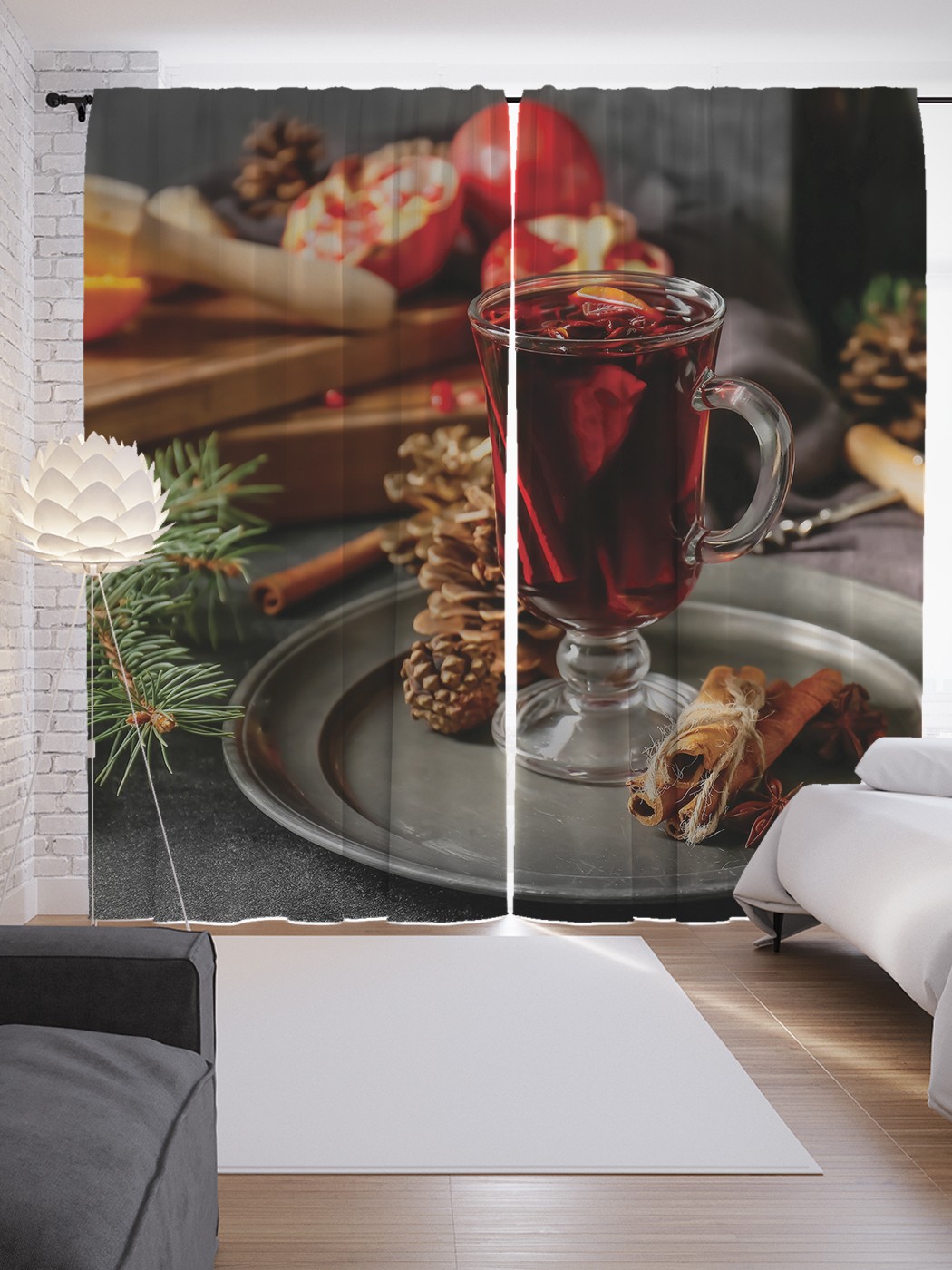 

Шторы JoyArty с фотопечатью "Стаканчик глинтвейна" из сатена, 290х265 см, Стаканчик глинтвейна