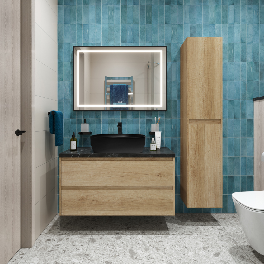 

Тумба с раковиной BelBagno Kraft KRAFT100RNN-KEPMNO-1302-H301-SET со столешницей, Коричневый, 100