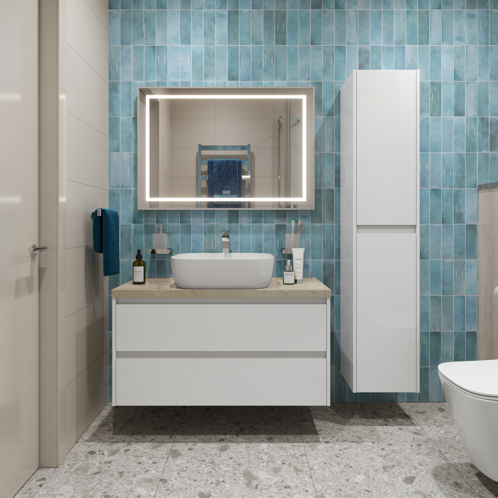

Тумба с раковиной BelBagno Kraft KRAFT80BO-KEPMCO-1302-SET со столешницей, Белый, 80