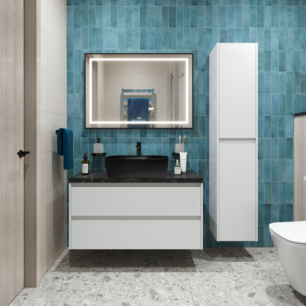 

Тумба с раковиной BelBagno Kraft KRAFT80BO-KEPMNO-1302H301-SET со столешницей, Белый, 80
