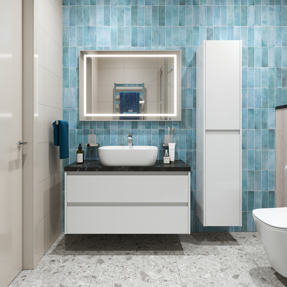 

Тумба с раковиной BelBagno Kraft KRAFT80BO-KEPMNO-1302-SET со столешницей, Белый, 80