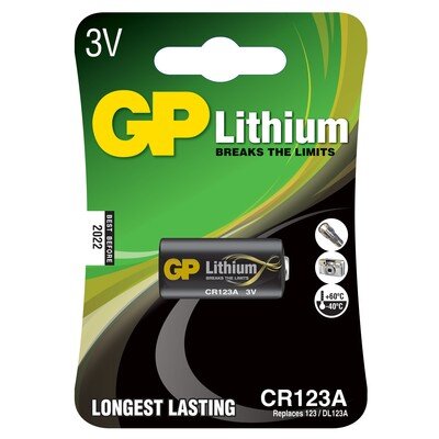 Батарейки GP CR123A для фотоаппаратов литиевые (1 штука в упаковке), 13078 батарейки литиевые duracell cr2016 dl2016 в упаковке 2 штуки