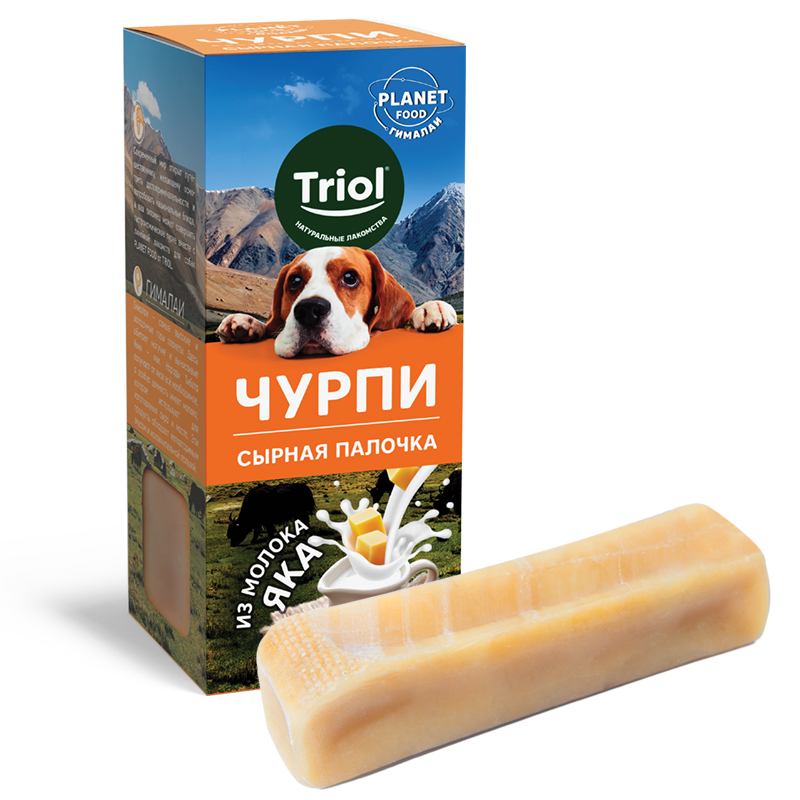 Лакомство для собак Triol PLANET FOOD, Чурпи сырная палочка, M, 70 г