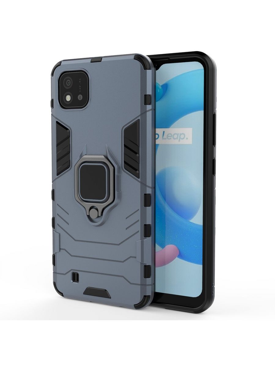 

Brodef Ring Противоударный с подставкой чехол для Realme C20 Синий