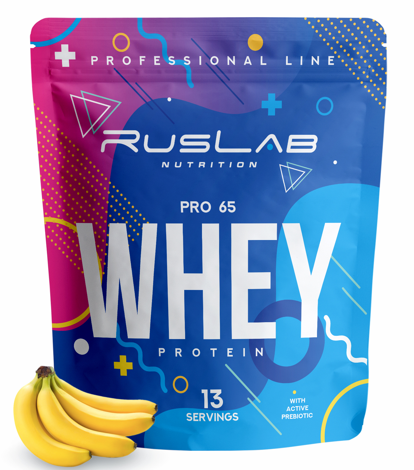 Сывороточный протеин RusLabNutrition Whey Pro 65 вкус банан