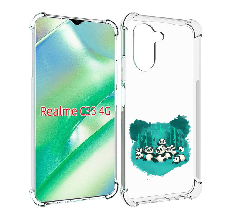 

Чехол MyPads нарисованные панды для Realme C33 4G, Прозрачный, Tocco