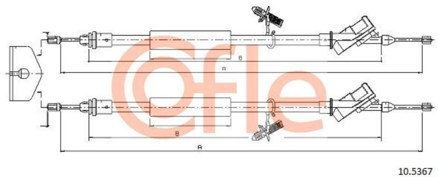 

COFLE 92.10.5367 Трос стояночного тормоза FORD FOCUS REAR 06- 1450/1338 + 1500/1388 mm 1шт