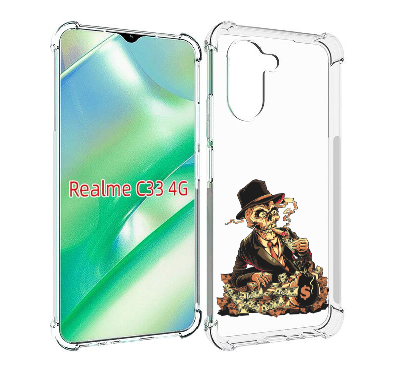 

Чехол MyPads нарисованный череп с сигаретой для Realme C33 4G, Прозрачный, Tocco